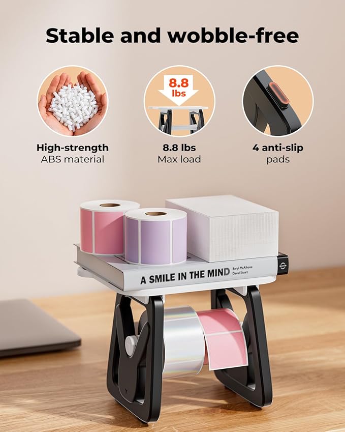 MUNBYN Label Holder for Rolls and Fanfold Labels, Thermal Sticker Holder for Desktop Thermal Printer, Accessory Supplies for Home, Office, Small Business