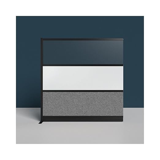 LUXOR MW-5370-FWCGWB Modular Wall Room Divider System - Black Frame - 53" x 70" Starter Wall - Wide Paneling