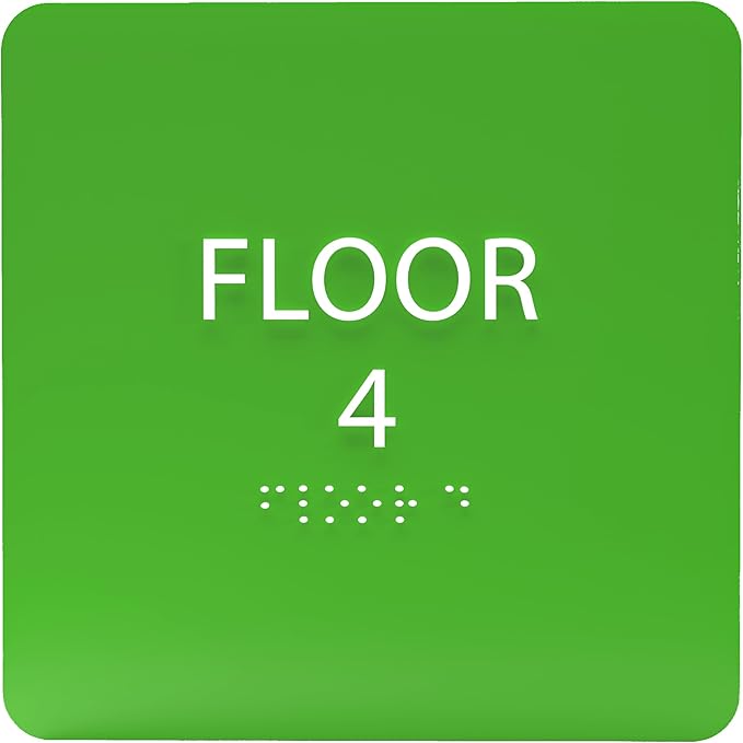Light Green ADA Floor 4 Sign with Braille – Made from Durable Acrylic and Ready to Mount