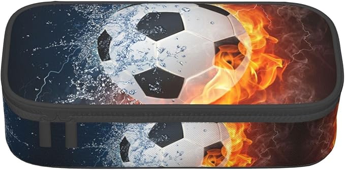 HKHEHOP Soccer Ball Cool Sport Pencil Case Big Capacity Storage Pencil Pouch Stationery Bags With Zipper Portable Pen Holder Box Organizer For Boys Girls Teens Student College School Office Supplies