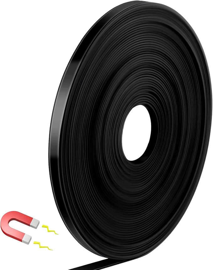 AmazingSpark Magnetic Tape Roll Thin Strips, 0.39 Inch x 33 Feet Magnetic Board Dividers Whiteboard Graphic Decorative Tape Marking Line for Classroom Office Art Accessories(Black)