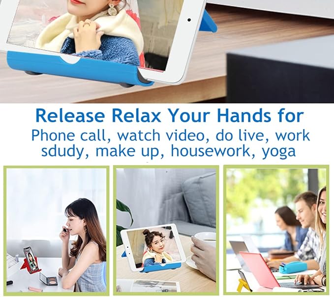 JUSDIQIR Cell Phone Stand for Desk Foldable Cell Phone Holder Desk Tablet Holder Mobile Phone Dock, Multi-Angle Universal Adjustable Tablet Dock Compatible with Most Cell Phones (White)