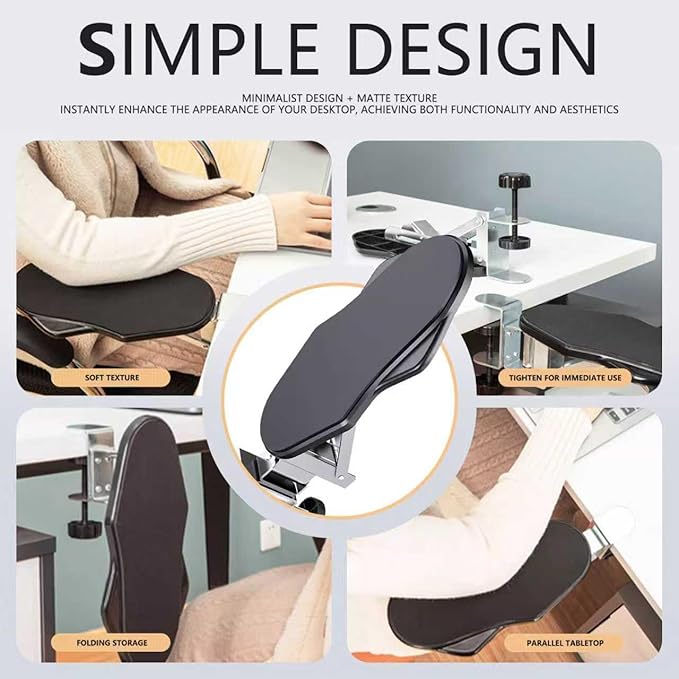 Miocololy Computer Adjustable Ergonomic Arm Rest for Desk, 180° Rotating and 90° Folding Arm Support, Suitable for Office and Home Use