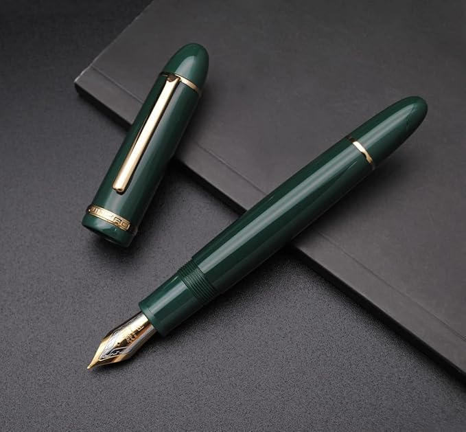 JINHAO X159 Fountain Pen (F Nib 0.5mm, Dark Green with Gold Clip)