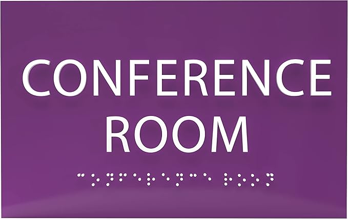 ADA CENTRAL SIGNS - 6" X4" Conference Room Sign - ADA Compliant Tactile Graphics Grade 2 Braille Text Privacy Sign | Wall Mount Plastic Meeting Signs For Schools, Hospitals, Offices, and Apartments