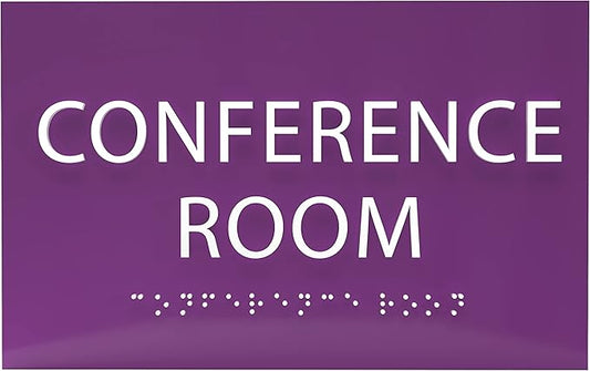 ADA CENTRAL SIGNS - 6" X4" Conference Room Sign - ADA Compliant Tactile Graphics Grade 2 Braille Text Privacy Sign | Wall Mount Plastic Meeting Signs For Schools, Hospitals, Offices, and Apartments