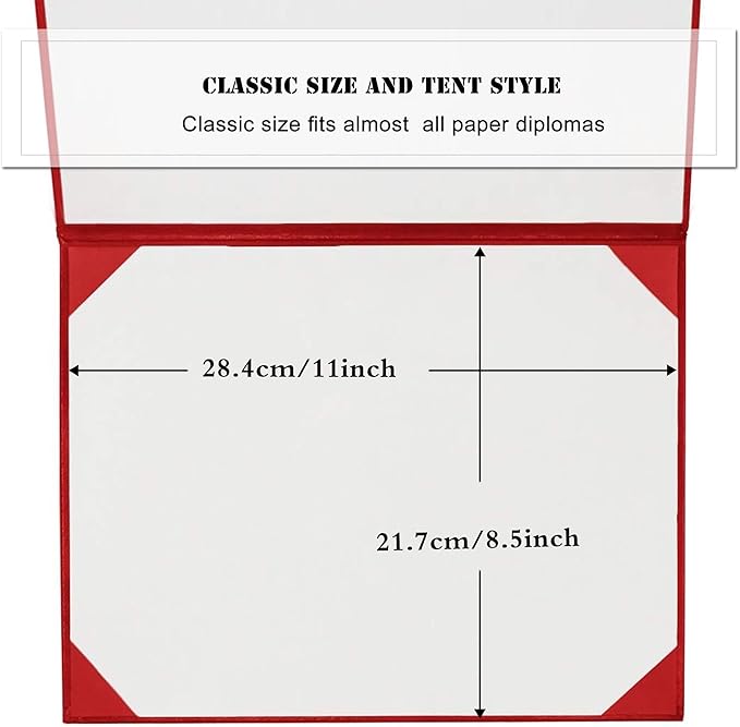 Diploma Cover 8.5” x11” Diploma Holder of Graduation Leatherette Padded Certificate（Tent Style),20-Pack