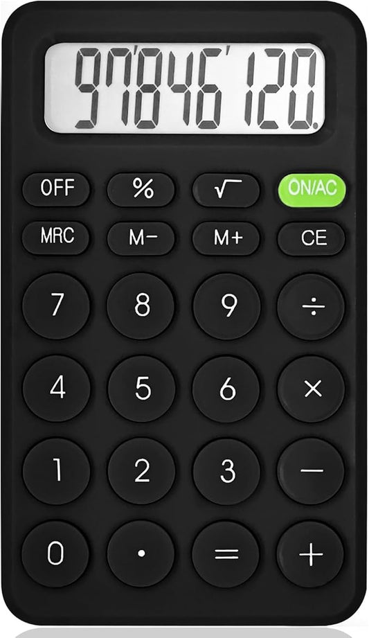 Cute Calculator, Basic Four Function Calculator for Teachers Students Basics Office, Small Handheld Calculators, 8 Digit with LCD Display, Sensitive Button, 5.5×3.2 inches Black