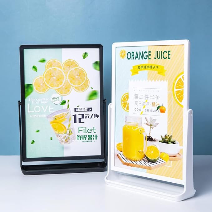 ECKEK ABS Plastic Sign Holder, Menu Displays T Shape Sign Stand, Rotating Display Stand for Ads, Menu, Photos, Business Card (Black A4 210×297mm/8.27×11.69 inches)