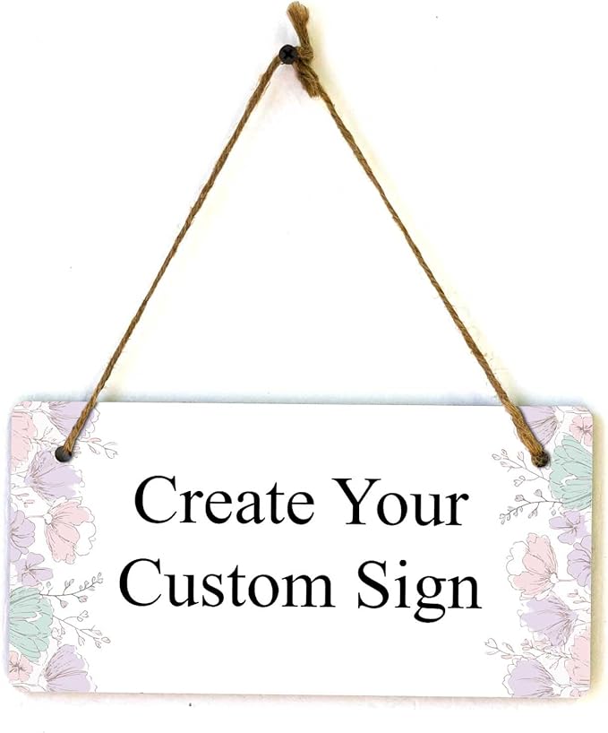 Signs ByLITA Spring Pastel Florals Personalized Hanging Wall or Door Sign (5 x 10") | Custom Signage for Your Home & Business