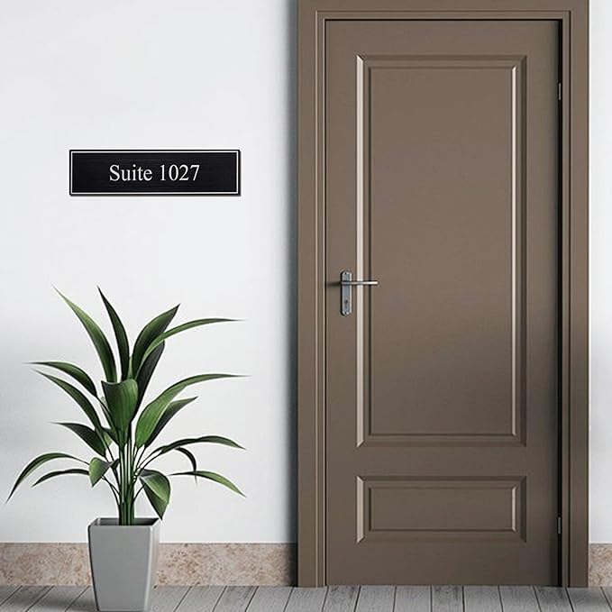 2" x 8" Personalized Office Aluminum Name Plates, Custom Elegant Name Plates for Office Door or Wall Sign, Door Name Plate with Adhesive, 3 Colors Available (Silver, Black, White)