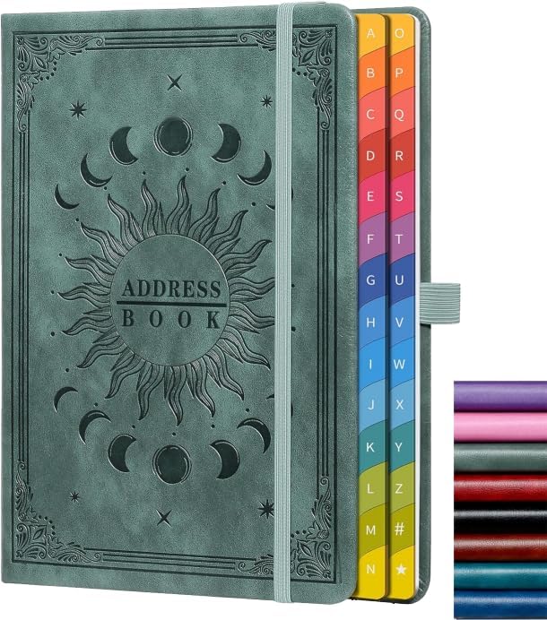 Address Book with Colorful Alphabetical Tabs (8.4" x 5.7") – Hardcover Contact Organizer for Website Passwords, Telephone, Software Licenses, and Important Information – Premium Gray