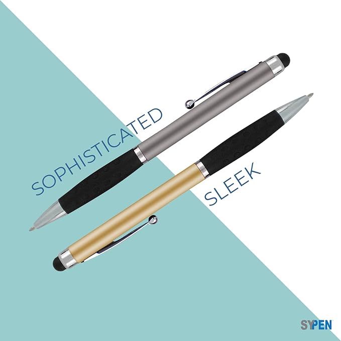SyPen Personalized Pens With your Custom Logo or Text-300 Pack Bulk-for Businesses, Parties, and Events, 2 in 1 Ballpoint Pen & Stylus for Touchscreen Devices, Orange Barrel, Black Ink