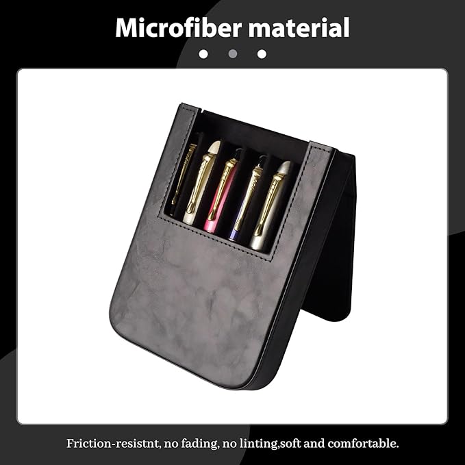 MIVLXLX Leather 6 Fountain Pen/Pencil Tray Case, Handmade, Magnetic Closure with Drawer Design, Gift Choice for Man/Woman/Office, 6 Slots（Black）