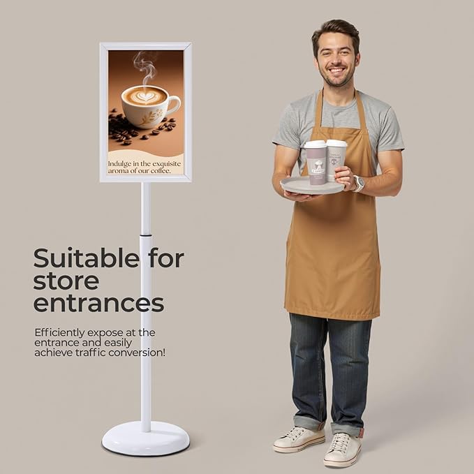 YIYO sign stand，floor sign holder poster stand heavy duty pedestal signage stand for display (WHITE, 8.5*11)