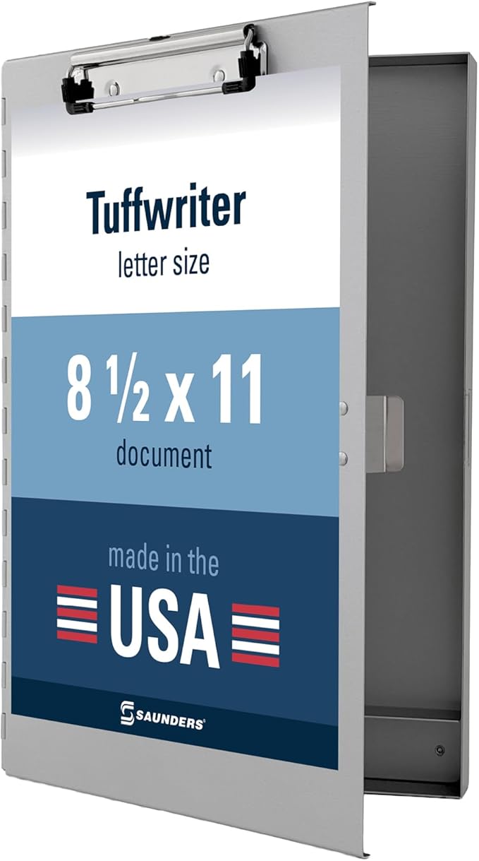 Saunders Metal Clipboard with Storage, Silver Single Layer Nursing Clipboard Folio, Letter Size Paper Organizer, Slim Steel Clip, Side-Open Form Holder for Office, School & Work - Made in USA