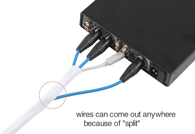 Alex Tech 10ft - 3/4 inch Cord Protector Wire Loom Tubing Cable Sleeve Split Sleeving for USB Cable Power Cord Audio Video Cable - Protect Cat from Chewing Cords - White