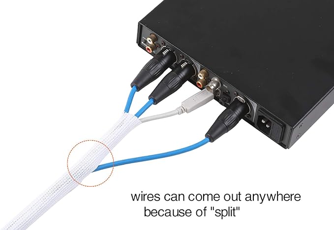 Alex Tech 25ft - 3/8 inch Cord Protector Wire Loom Tubing Cable Sleeve Split Sleeving for USB Cable Power Cord Audio Video Cable - Protect Cat from Chewing Cords - White