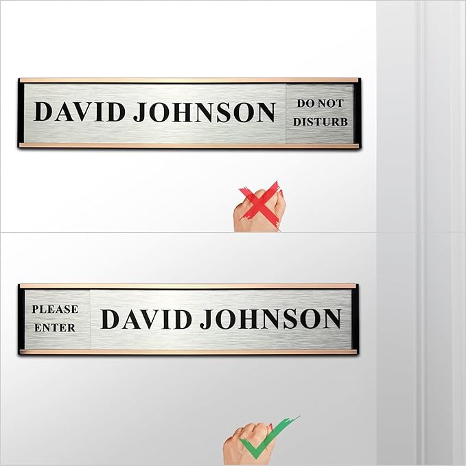 SINKAA Custom Slider Sign for Door and Wall - 2 X 10 inch Custom Slider Sign for Home, Office, Hotels, Hospital, Conference Room, Slider Door sign with Aluminum Holder