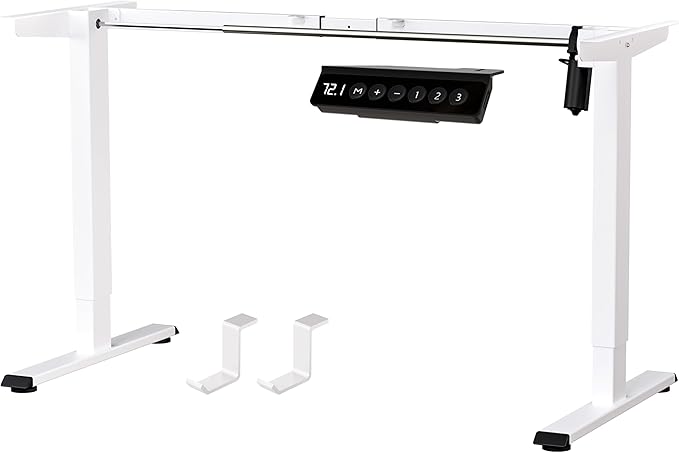 BIZUM Electric Standing Desk Frame, Height Adjustable Sit Stand Desk Base with Memory Preset Button, USB Port for Home Office, White Frame Only