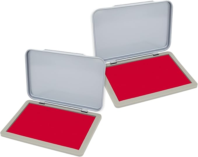 2 Pack Metal Case Stamp Pad Medium Size, Crimson Red Color - Size: 3" x 4" - Choose from 15 Ink Colors