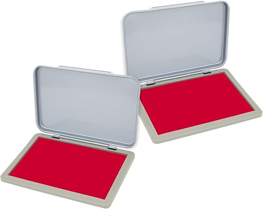2 Pack Metal Case Stamp Pad Medium Size, Crimson Red Color - Size: 3" x 4" - Choose from 15 Ink Colors