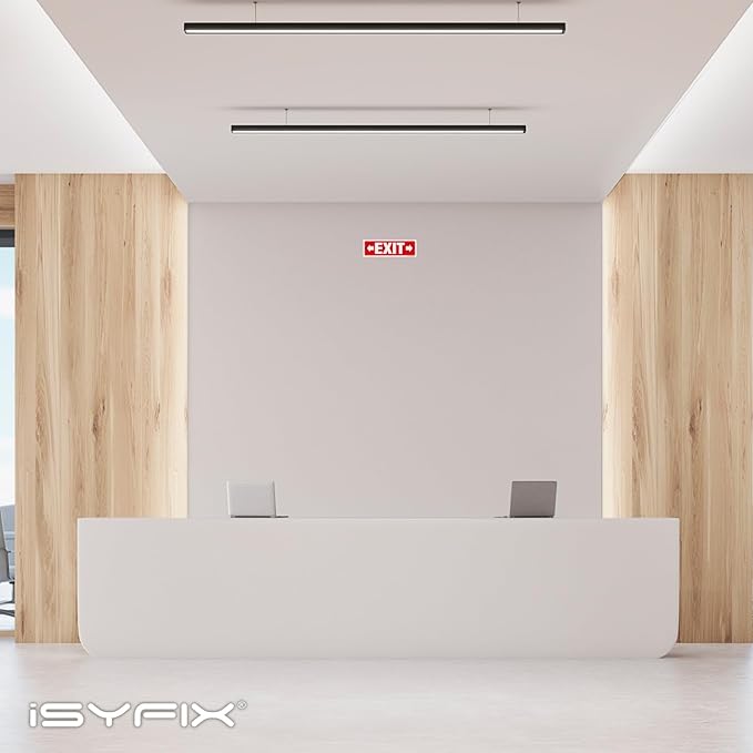 iSYFIX Exit Signs - 12 Pack 12x4 Inch Directional Right & Left Arrow Signs, 40 mil Polystyrene Plastic, UV Laminated, Scratch & Fade Resistant, Waterproof - Ideal for Office, Theater, School, Business
