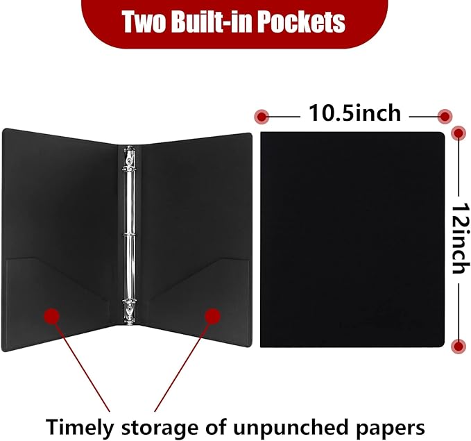 Vienrose 3 Ring Binder 1 Inch Round Rings with Linen Fabric Cover, Fits 8.5 x 11 Inch Paper, Durable Organizer for School, Office, Home, Recipes, Black