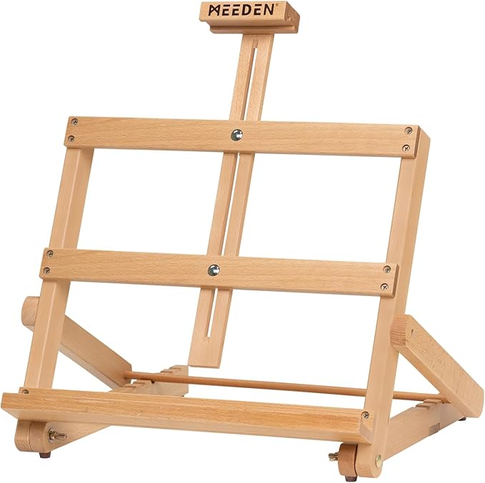 MEEDEN Heavy-Duty H-Frame Tabletop Easel: Adjustable Studio Desktop Easel for Painting- Portable Beechwood Art Easel Stand for Artist - Hold Canvas up to 20" High