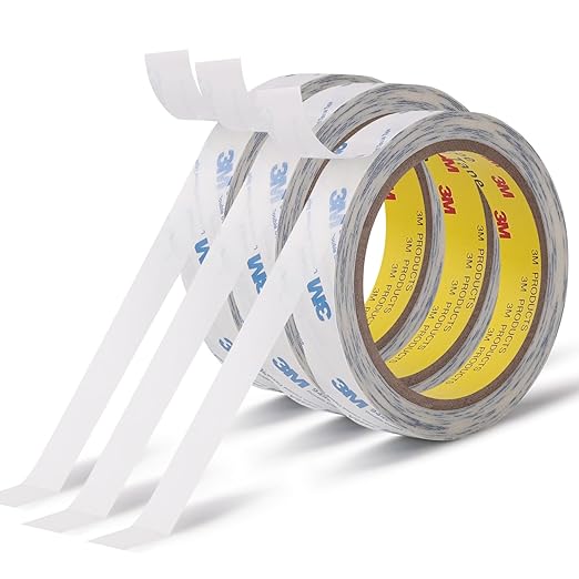 Double Sided Tape 9448A 3/4" x 33Ft Pack of 3 Made of 3M Super Sticky Adhesive Tape Ultra Thin Translucent Tissue Tape for Laptop Cell Phone Repairs Arts Crafts