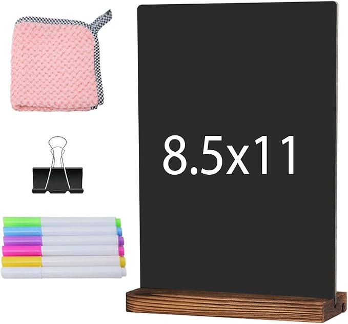 JDEA Desk Chalkboard Wood Sign Double-Sided Chalkboard with Wooden Base Decorative Chalkboards Message Blackboard (1 Pack 8.7x12)