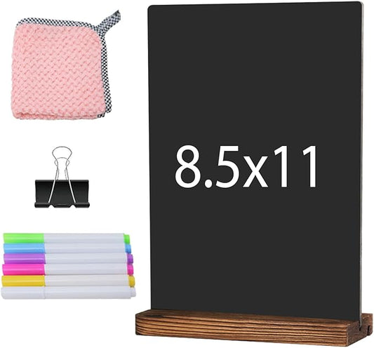 JDEA Desk Chalkboard Wood Sign Double-Sided Chalkboard with Wooden Base Decorative Chalkboards Message Blackboard (1 Pack 8.7x12)