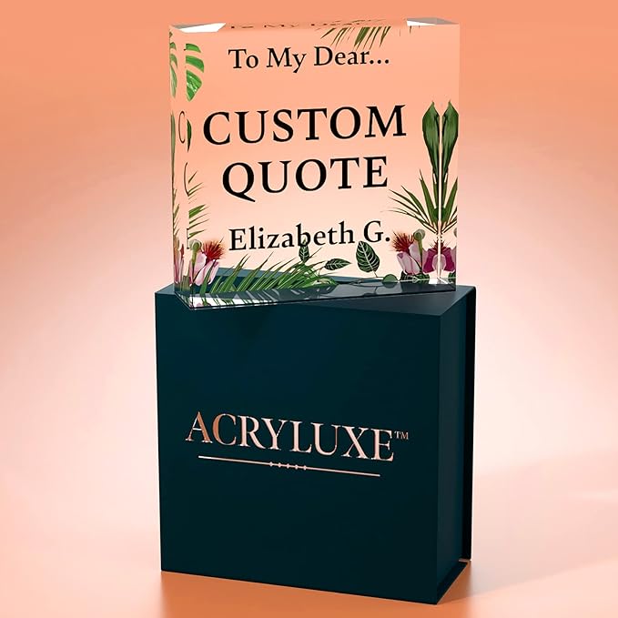 Personalized Gifts, Custom Quote Block Letter Board,Crystal-Clear Acrylic With Gift Box,17 Styles, Holiday and Christmas Gift for Mom, Dad, Girlfriend, Him or Her, Husband, Wife (4"x4, Garden)