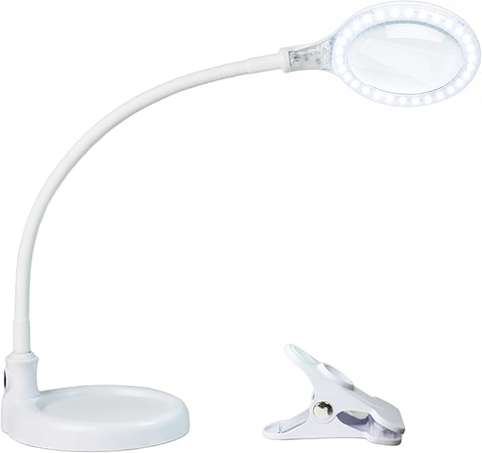 Brightech LightView Pro Flex 2 in 1 Magnifying Desk Lamp, 2.25x Light Magnifier, Adjustable Magnifying Glass with Light for Crafts, Reading, Close Work