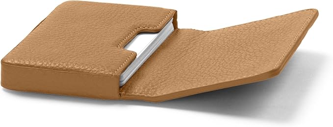 Leatherology Camel Full Grain Leather Business Card Case – Slim Professional Card Holder with Magnetic Closure | Fits 20 Business or 9 Credit Cards