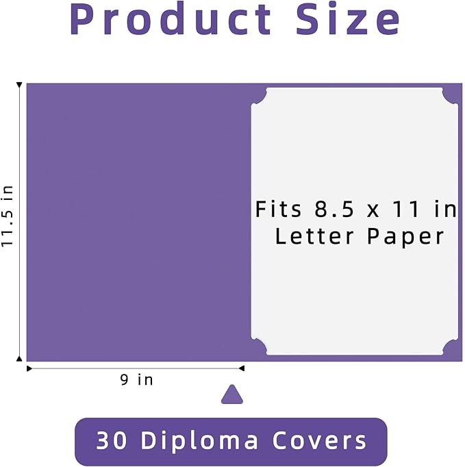 HAUTOCO 30 Packs Certificate Holders, Purple Diploma Holders, Document Award Covers Certificate Folders with Gold Foil Border for 8.5x11 Letter Size