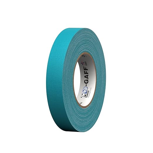 1" Width ProTapes Pro Gaff Premium Matte Cloth Gaffer's Tape With Rubber Adhesive, 11 mils Thick, 55 yds Length, Teal (Pack of 1)