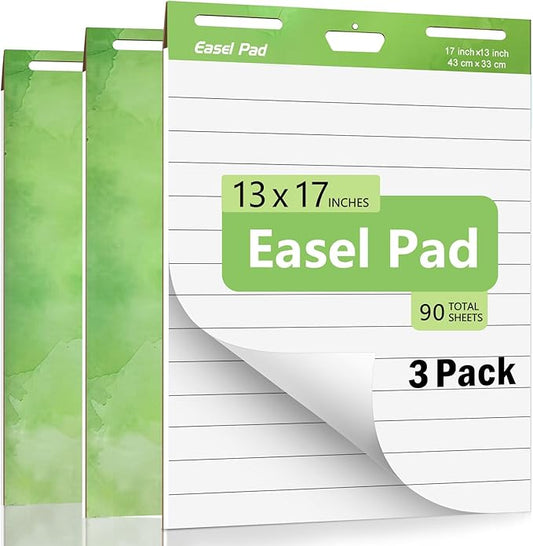 Sticky Easel Pad, Anchor Chart Paper, Our Sticky Easel Pads measure 13 x 17 inches, Featuring Self-stick Chart Paper Designed with Exceptional Adhesion Perfect for Teachers, Professionals, and Educators Alike, 30 Sheet/Pad, 3 Pads (1, Line)