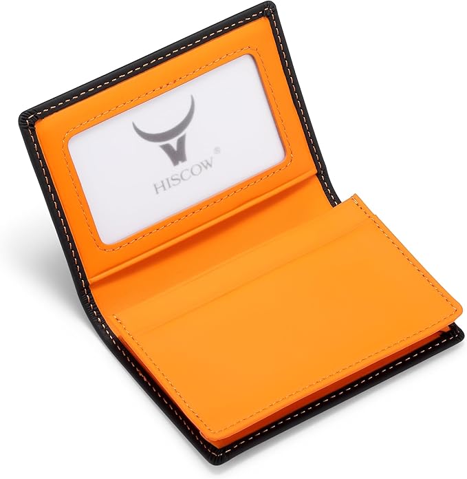 Leather Business Card Case Holder for Men & Women, Italian Calfskin