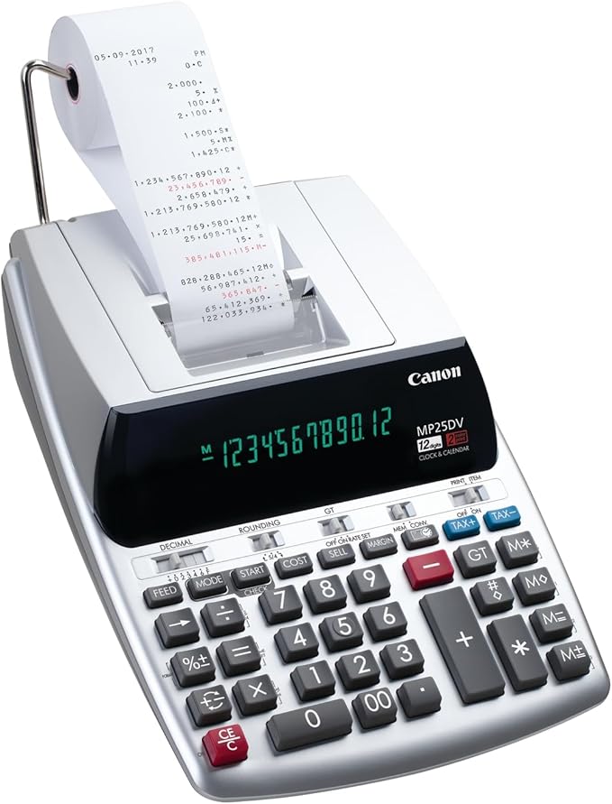 Canon Office Products 2202C001 Canon MP25DV-3 Desktop Printing Calculator with Currency Conversion, Clock & Calendar