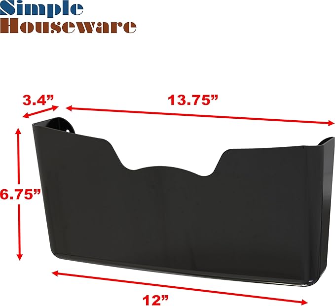 Simple Houseware Single Pocket Wall Mount for Hanging File Holder, 3 Packs, Black