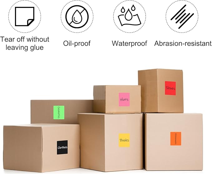 PATIKIL 3 x 5 Inch Rectangle Inventory Color Coding Labels 1 Roll, Square Self-Adhesive Inventory Label Stickers for Office Home Organization Name Tags, 500 Per Roll, Red