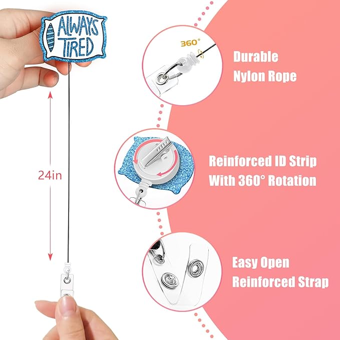 Aoryalps Retractable Badge Reel Holder Retractable with ID Clip for Nurse Nursing Name Tag Card Nursing Student Teacher Doctor Medical Assistant Work Office Clip-Gifts for Nurse