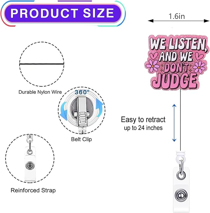 2pc Nurse Badge Reel, Funny Cute Work Badge Holder with Retractable Clip, Pediatric Badge Buddy,RN LPN CNA MA Medical Worker Teacher Doctor Nursing Student ID Name Badge Clip Accessories