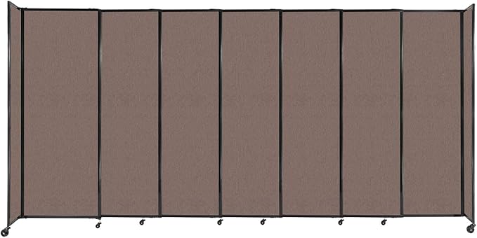 Versare Straightwall Sliding Portable Wall Partition | Freestanding Office Dividers | Locking Wheels | Temporary Room Separator | 15'6'' Wide x 7'6'' Tall Latte Fabric Panels