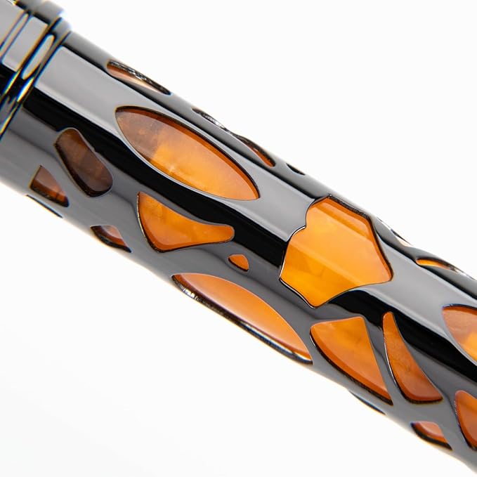 Conklin Endura Deco Crest Fountain Pen in Orange with Rose Gold Accents – Medium Nib, Refillable Luxury Writing Instrument