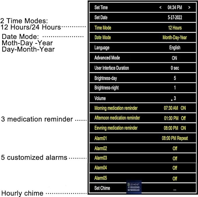 Aowasi Digital Clock Large Display with Date and Day of Week, 8 Alarm Options, Extra Large Digital Clock with Non-Abbreviated Day & Month Alarm Clocks for Seniors Dementia(Black)