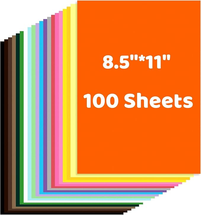 100 Sheets Colored Cardstock 8.5 "x 11", 65LB 180GSM Craft Bulk Construction Paper, 20 Assorted Colors Card Stock Paper for School & Office, Card Making Printer Scrapbook Decorations DIY Crafts