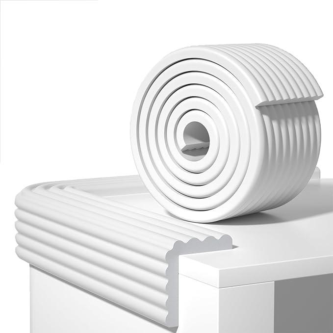 Edge Protector,Baby Proofing Baby Edge Protector Strip Safety,Soft Rubber Foam Padding,Edge Corner Guards Protector Corner Edge Bumpers for Furniture (White, 16.4Ft x 3.93" W x 0.4" Th)