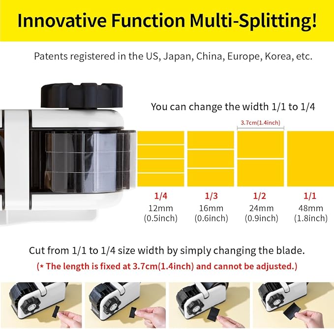 [TENDO°] Multi-Section Tape Dispenser ZO-508: Innovative Cutter for Custom Tape Width (White)
